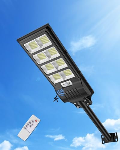Worshow Solar Street Lights, 400W Solar Security Light Outdoor with Motion Sensor - 720LED 6500K Dusk to Dawn Flood Light with Remote Control,IP65 Waterproof for Garden,Garage,Parking Lot,Pathway,Yard