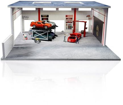Vitrine diorama pour Hot Wheel modèle à l'échelle 1:64 Parking Scène de garage stéréoscopique utilisée pour l'organisation de stockage Affichage LED Modèle paysage Garage à deux étages
