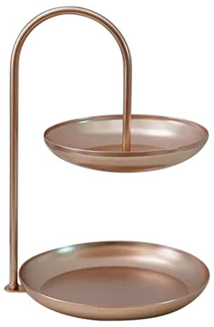 2 Tier Serving Trays for Party, Iron Fruit Basket Display Fruit Dessert Candy Cupcake Tiered Tray Stand Decorative Storage Platter for Home Kitchen Coffee Table Wedding Decor (Rose Gold)