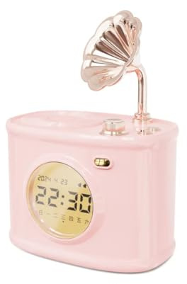 Rersduyt Bluetooth Speaker Retro Clock Alarm Clock Calendar with Display Desktop Home Decor Creatives Gift Small Speaker B