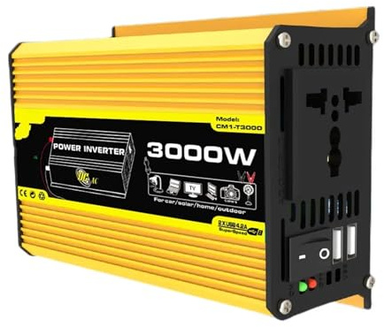 Invertitore DC 12V A AC 110/220V Per Camper Roulotte Inverter Per Auto Inverter Di Potenza Intelligente Fusibile Integrato Trasformatore Di Tensione Auto(12V to 110V Yellow)