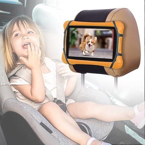 Junohawk Car Headrest Mount Holder, Anti-Slip Strap and Holding Net, Universal Car Headrest Mount, Compatible with 7” to 12.9” Tablets