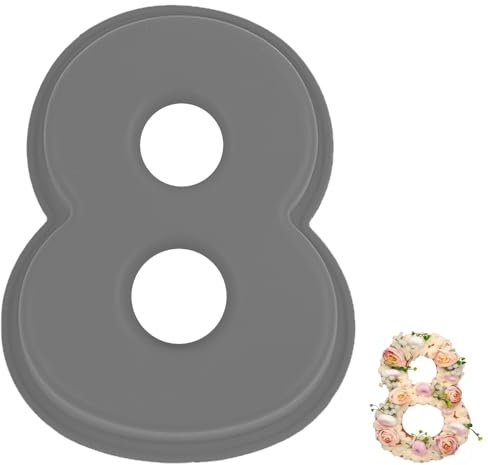 YXHZVON Number Cake Tins Silicone, Number 8 Cake Tin Mould, 3D Large DIY Baking Mold, Non-Stick Silicone Baking Tins for Birthday and Anniversary (Grey)
