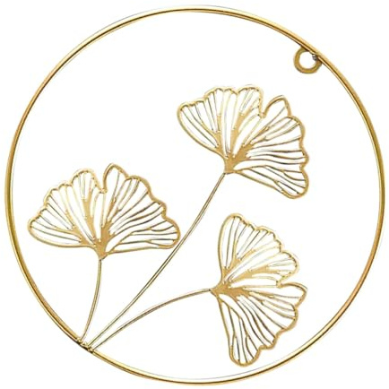 Dekoratives Ginkgo Ornament aus Eisen, Gold, Wanddeko Geschenkideen | Feine Oberflächenbearbeitung, Leichte Ausführung, ohne Grate, für Wohnzimmer und Schlafzimmer