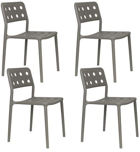 Housecraft living Serra Gartensessel/Esszimmerstuhl Kunststoff Grau - 4 er Set