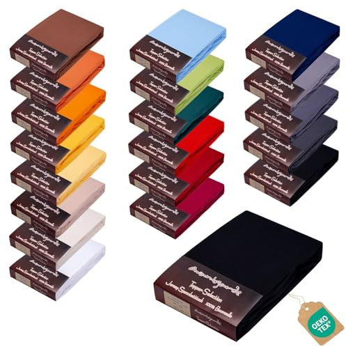 AVANTGARDE Premium Topper - Spannbetttuch - 140x200-160x220 cm - extra niedriger Steg - für Boxspringbett - Topperauflage - Spannbettlaken Jersey Baumwolle (16 Schwarz, Topper 140x200cm - 160x220cm)