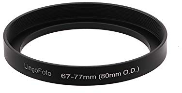 Step Up Ring, 1 Stück, Ø 49/52/55/58/60/67/72/77/82 auf 77 mm Durchmesser, Ultra Slim Design, Aluminium Einfassung, Adapter Ring, Filteradapter Stepup Kamera, Step-Up Objektiv Camera (67-77mm)