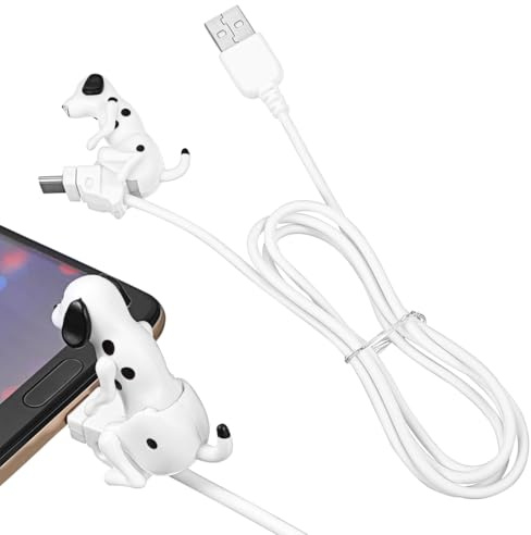 VILLCASE Lustiges Ladekabel Funny Dog Charger mit USB C Weißes USB Ladekabel aus Kunststoff und Metall Praktisch und Langlebig fürs Auto Rückbank und Schlafzimmer