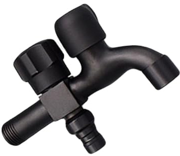 Kichvoe Wasserhahn 3 wege Ventil Absperrventil für Spülbecken Zinklegierung Schwarz Dual Use für Waschmaschine und Badezimmer