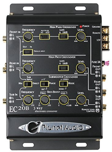 Planet Audio EC20B Car Electronic Crossover – 3 Way, Pre-amp, Fine Tune Your High-Mid-Low Range Speaker Frequencies, Equalizer, DPS Audio Processor