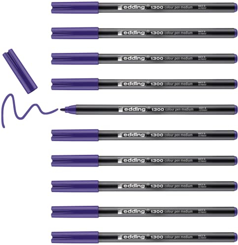 edding 1300 Fasermaler medium - violett - 10 Stifte - Rundspitze 2 mm - Filzstift zum Zeichnen und Schreiben - Filzstift für Schule, Mandala, Bullet Journal