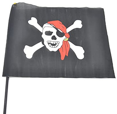 Bandera pirata, bandera pequeña, bandera con diseño de tibias cruzadas, pañuelo rojo Patrón pirata.