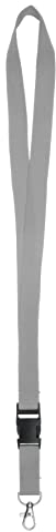 Karteo Schlüsselband grau mit Karabinerhaken und Schnalle [1 Stück] 20 mm Lanyard Ausweishalter zum Umhängen von Ausweishüllen Kartenhüllen Schlüssel
