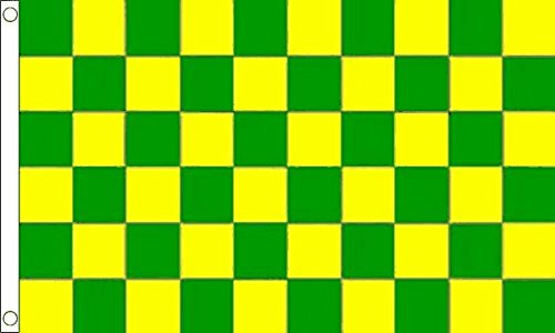 Flagtex Bandiera Piccola a Quadretti, Verde e Giallo, 90 x 0,6 m
