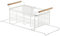 YAMAZAKI Home - Escurridor de Platos Extensible para Colgar sobre el Fregadero, Organizador de Secado de Cocina, Acero al Carbono, Madera, Blanco, Talla única