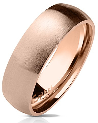 viva-adorno Damen & Herren Edelstahl Ring Partnerring Verlobungsring matt poliert Rosegold Gr.65 RS56/57