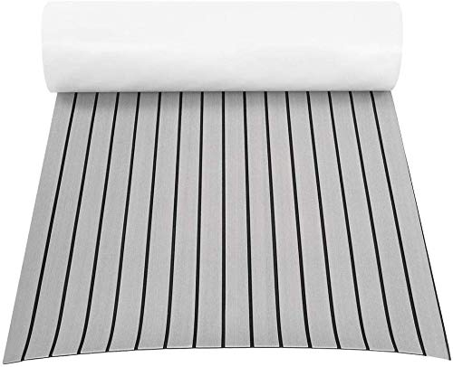 Rutschfeste Bodenmatte für Boot, Rutschfeste Bootsfußboden-Decking-Auflage EVA-Teak-Deckungs-Blatt-Boots-Bodenbelag Dunkelbrauner für Yacht Wohnmobil 240 X 90 X 0.6cm (Hellgrau)