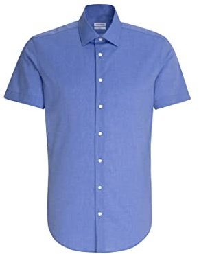 Seidensticker Herren Mens Slim Shortsleeve Cotton Businesshemd, Mittelblau(666261), 41 EU