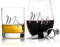 LIVIVO Set of 2 His and Hers Whisky and Wine Glass Set – Fun Novelty Drink Glasses – Full Colour Box for Valentine Gifting, Perfect Whiskey and Wine Pair with Bonus Stopper