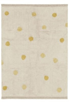 Lorena Canals Maschinenwaschbarer Teppich Hippy Dots Natural - Honey 100% natürliche Baumwolle Base: recycelte Baumwolle -Natural, Gelb- 120x160cm