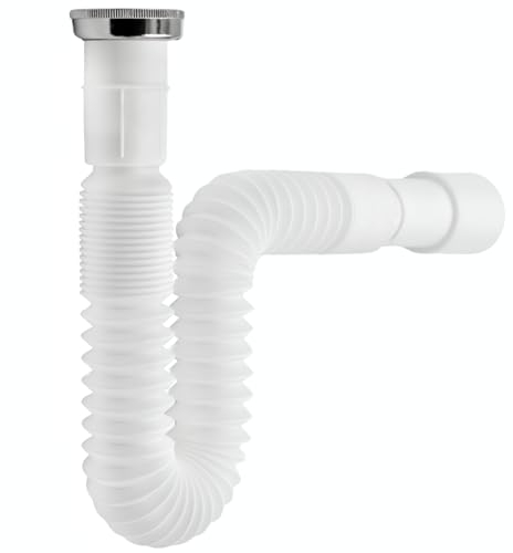 Flexibler Ablaufschlauch 1 1/4 - 32 mm - Flexibler Siphon für Waschbecken und Bidet - Ausziehbares Anschlussrohr von 270 mm bis 820 mm