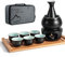 Juego de sake de cerámica + bandeja de bambú para olla más caliente, bebida saki caliente de cerámica segura para estufa, caja de regalo de almacenamiento de sake de 10 piezas