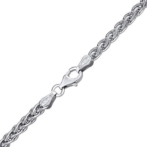 SILVEGO – T76H1P - Collier Mixte - Argent 925/1000 – Chaîne Tressé - Maille Palmier - Largeur 3,4 mm