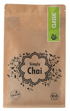 Simply Chai Bio & Vegan Classic Chai Latte - 250g | schnelle Zubereitung, vegan, Fairtrade, Bio-Qualität, Traditioneller indischer Gewürztee Schwarztee Zimt, Chai Tee