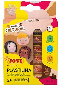 Jovi - PLASTILINA pâte à modeler végétale, 6 x 15 grammes, Couleurs multiculturelles, Grande plasticité, Sans gluten, Idéale pour les enfants à partir de 2 ans (90/6M)