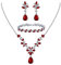Clearine Hochzeit Zirkonia Schmuckset für Braut Brautjungfern Kristall Tropfen Anhänger Halskette, Tennis Armband und Kronleuchter Blatt Baumeln Ohrringe für Damen Rubin-Rot Silber-Ton