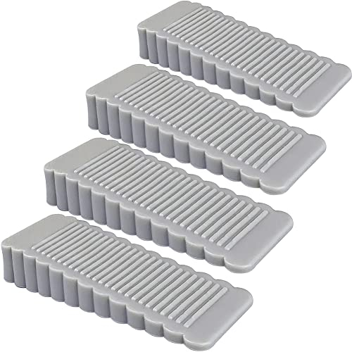 Oksdown 4 Pack Grey Rubber Door Stopper Wedge Thin and Small Non Slip Plug Discrete Heavy Soft Silicone Door Stops for Indoor Cupboard Shower Kitchen Floor Doorstop