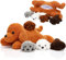 5 Stück Welpen Kuscheltiere Mama Hundebauch mit 4 Niedlichen Plüschtier Hunde Spielzeug Kissen Weich und Kuschelig Stofftiere Welpen Sortiment für Geburtstag (Teddy)