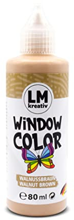 LM Window Color 80ml - Walnuss Braun - Fenster-Farben zum Basteln & Malen. Für wieder abziehbare Deko Fensterbilder im Kinderzimmer, auf Flaschen, Spiegel oder Fliesen Fensterfarben Lösemittelfrei