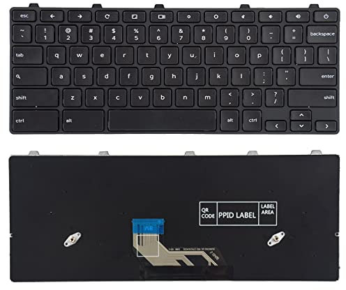 SUNMALL Replacement Keyboard Compatible with Dell Chromebook 11 3180 3181 3189 13 3380 with Frme