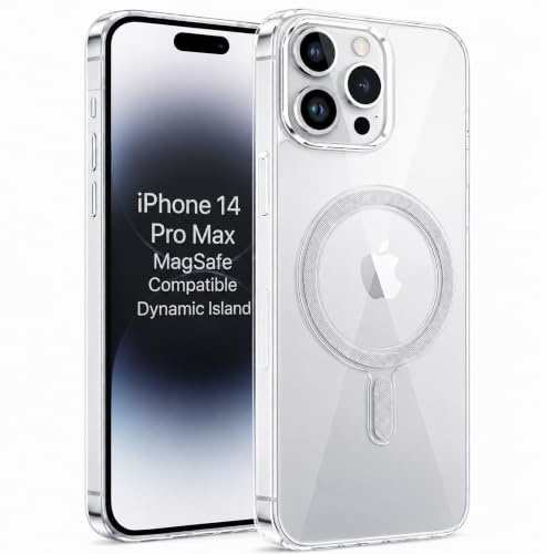 For iPhone 14 Pro Max Case Clear Magnetic [Compatible with MagSafe] | Non-Yellowing, Shockproof, Slim Transparent Protective Phone Case Cover