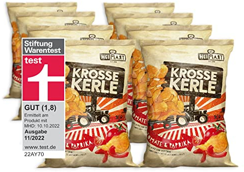 Krosse Kerle Chips | HeiMart | Tomate & Paprika | 8er Box | regional | glutenfrei | vegan | 8 x 115 g