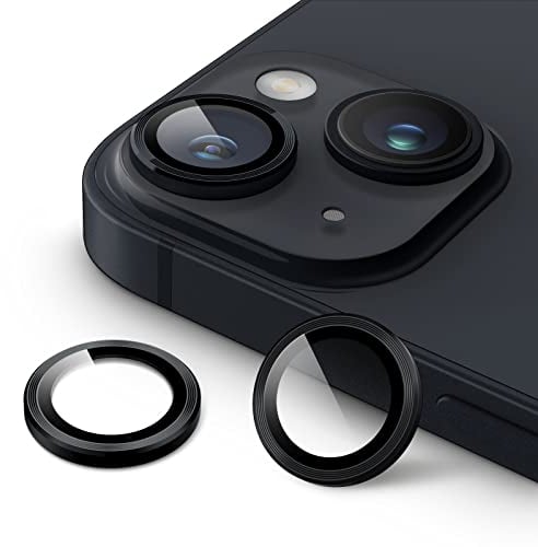 JETech Protector de Lente Cámara para iPhone 14 6,1 Pulgadas y iPhone 14 Plus 6,7 Pulgadas, Cristal Vidrio Templado 9H Individuo Metal, HD Transparente, 1 Juego (Medianoche)