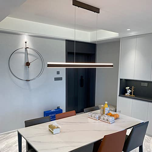 Bellastein LED Pendelleuchte esstisch Hängeleuchte Moderne Linear design wohnzimmer Kronleuchter dimmbar(3000K-6000K) mit den Fernbedienung Höhenverstellbar Deckenlampe (Braun, L80cm)