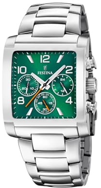 Festina Herrenuhr Analog aus Edelstahl 316l Silberfarben | Quarzwerk, Chronograph, Widerstandsfähiges Mineralglas, Wasserdicht 5 ATM F20652/2 Special Prices