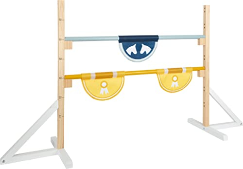 small foot Hindernis-Set für Kinder aus Holz, Outdoor-Bewegungsspielzeug fürs Pferde-Spiel und Hobby Horsing, 12398, Blau, Gelb