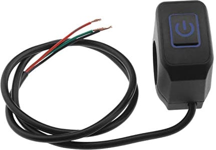 EMSea Interruttore per manubrio moto, 22 mm, 7/8 pollici, interruttore a pulsante impermeabile 12 V, interruttore on/off con indicatore LED blu