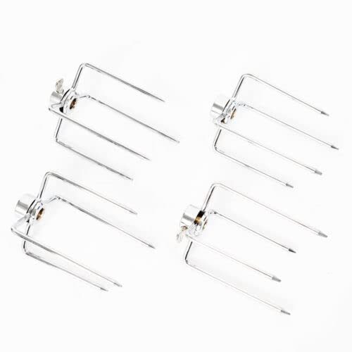 4 fourchettes de barbecue en acier inoxydable pour four - Poisson rôti - Trident grillé - Fourchette de barbecue - Marron