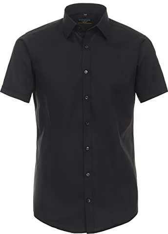 Redmond Businesshemd Kurzarm Uni Slim Fit 90 schwarz M
