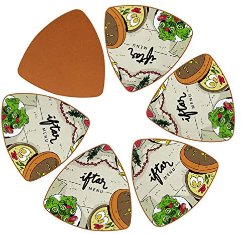 Posavasos Iftar Ramadhan con menú de comida en tajín tradicional para mesa, 6 piezas, triangulares, personalizados, decoración del hogar