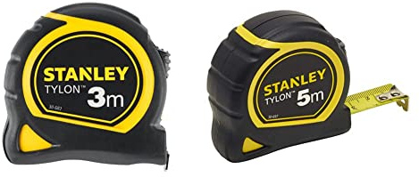 Stanley 0-30-697 mesure Tylon 5m x 19mm - Boitier Ergonomique Bi matière - Ruban en Acier Laqué & Mesure 3 m x 13 mm Bi-Matière Tylon - Métre à Ruban Léger, Compact et Ergonomique