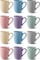 Cosumy Kaffeetassen 12er Set Modern Bunt Pastellfarben - Einzigartiges Streifenmuster - Matt Keramik - Mikrowellenfest - Spülmaschinenfest & Komfortabler Griff