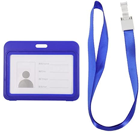 YOKIVE 1Stk ID Abzeichen Halter Horizontal ABS Doppelseitig mit Abnehmbarem Umhängeband ]| Schutz Karten Ideal für Kredit Karten Namen Tags (Blau 4x3)