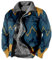 Coats For Men, Men's Striped Printed Fleece Thickened Coat Jacket Casual Fashion Warm Coat Security Jacke Led Männermantel Ärmellose Männer Wachs Für Wachsjacken Damen Leder Kutte (5XL, Blau)