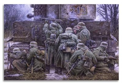 QLLS Vintage WW2 Krieg Poster Infanterie deckt den Tiger dekorative Leinwand Familie Schlafzimmer Kunstwerk Bild Gemälde 30 x 45 cm