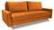 Furniture-Adamski Schlafsofa Alex, Sofa mit Schlaffunktion und Bettkasten, Klappsofa, Schlafcouch mit Füßen aus Holz, Couch in Velourstoff, Frabe: Orange